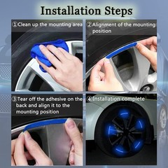 Durable Blue LED Reflective Rim Stripe Decals – 20Pcs for Cars & Motorcycles