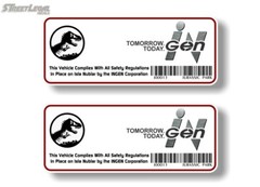 2 Jurassic Park Compliance Scan Vehicle Vinyl Decals 4×4 CJ YJ JK Door Stickers