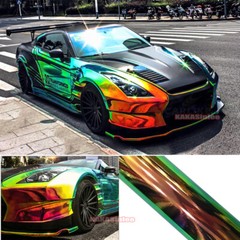 Gold Green Smooth Chameleon Rainbow Mirror Chrome Car Vinyl Wrap Film Sticker US