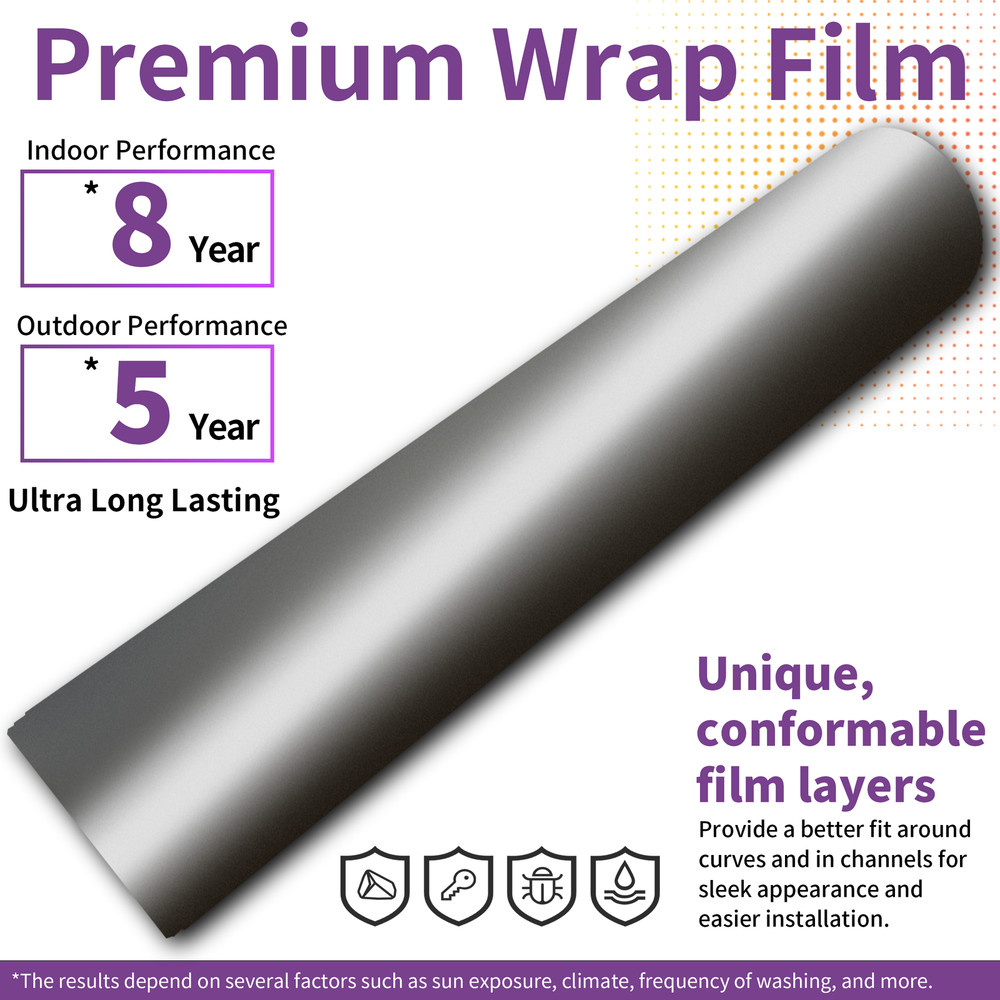 Car Auto Sticker Film Genuine Metal Silver Vinyl Wrap Decal Bubble Free Sheet