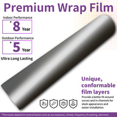 Car Auto Sticker Film Genuine Metal Silver Vinyl Wrap Decal Bubble Free Sheet