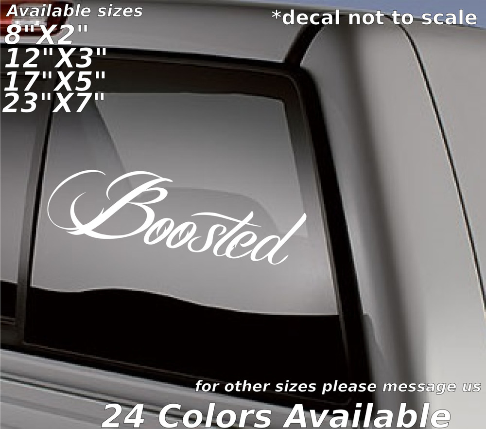 Boosted cusrive lettering window body decal sticker bumper glass turbo boost