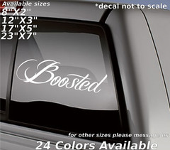 Boosted cusrive lettering window body decal sticker bumper glass turbo boost