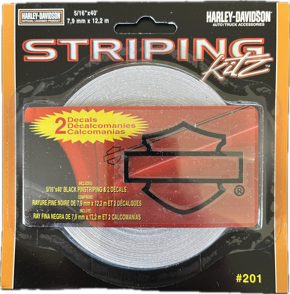Harley Davidson Striping Kitz 5/16″ x 40′ Black Pinstriping & 2 Decals #201