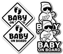 Innovative Stencils Baby On Board Decals Stickers Signs for Car 4 Pack 5″ x 5″