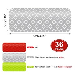 Waterproof Reflective Tape Set, 36 High Visibility Strips for Multiple Surfaces