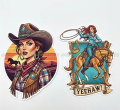 Cowgirl Vinyl Decal Sticker Country Western Southern boots 2 pack E