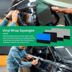 All-in-One Vehicle Vinyl Wrap Squeegee Kit: Magnetic Holder & Replacement Blades