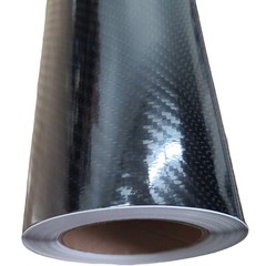 Gloss 6D Black Carbon Fiber CF Large Pattern Vinyl Car Auto Wrap Sticker Decal