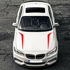 Universal Sport Red Racing Car Hood Stripe Decal Auto Vinyl Bonnet Stickers 2PCS