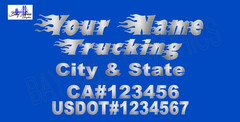 SEMI TRUCK DOOR COMMERCIAL DECALS CUSTOM FLAMES TEXT DECALS OUTDOOR VINYL X2