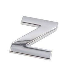 Silver Tone Metal Z Letter Shaped Alphabet Sticker Emblem Badge Decals for Car