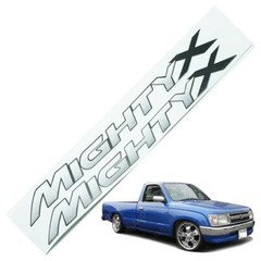 On Toyota Hilux Mighty-X 1988 – 96 97 Sticker MIGHTY X White Black 13x58cm Trim