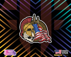 SPARTAN AMERICAN FLAG DEC,LAPTOP,WALL,WINDOW,ETC,6YEARS R+LAMINATED +FREESTICKER