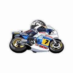 Gloss Laminate sticker the cartoon Sheene bike for the rider Barry Sheene Medium