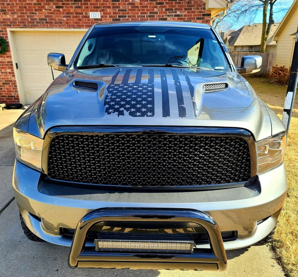 Distressed Hood Flag compatible with ..Ram Ford .. Chevy Truck Vinyl Graphic