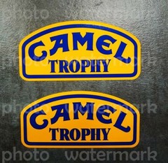 2x CAMEL Trophy Blue/ Yel Stickers Vinyl Decal Moto MX Land Rover Off Road 4×4