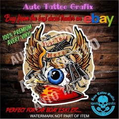 CUSTOM TEXT TATTOO STYLE Sticker Americana Rat Rod Hot Rod Man Cave Stickers