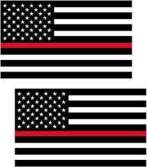 2 – 3″ Thin RED Line American BLACK WHITE Flag Decal USA Firefighter Sticker R