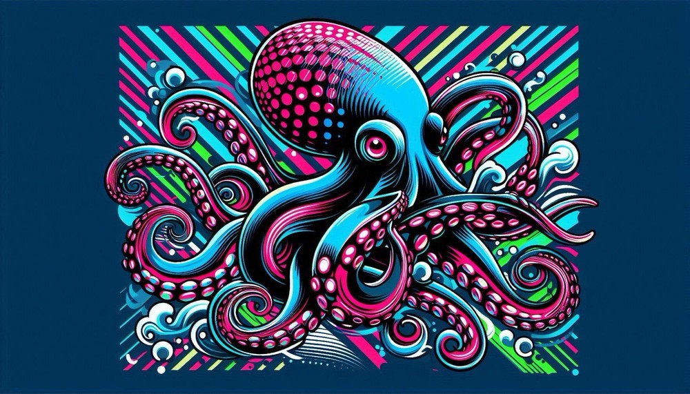 Pop Art Animal Sticker (3 Inch) Vibrant Neon Octopus Tentacles Ocean Light Rays!