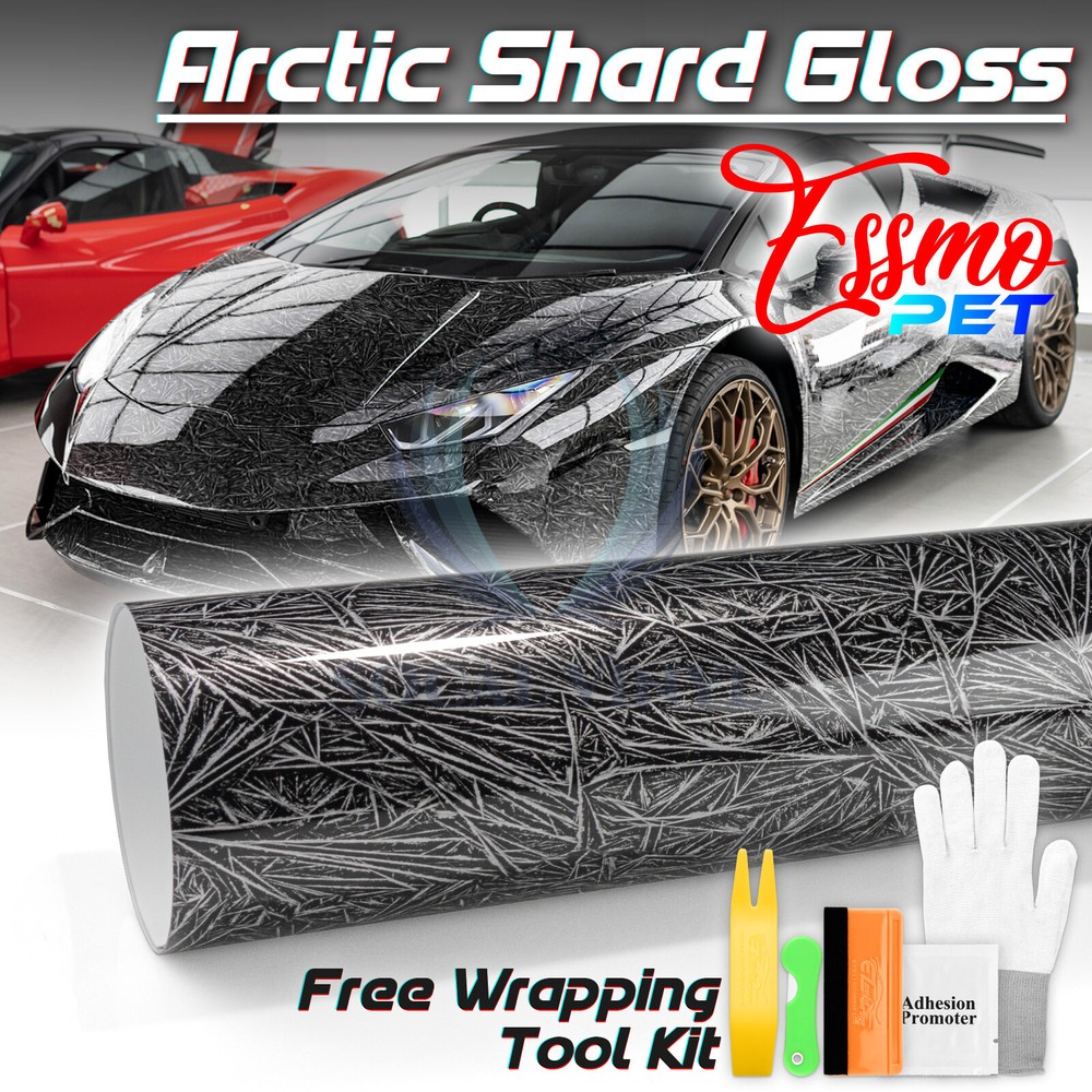 PET Arctic Shard Gloss Black Car Vehicle Vinyl Wrap Decal Sticker Sheet Film