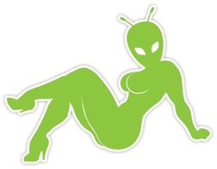 Sexy alien sticker decal 5″ x 4″