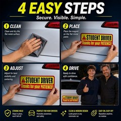 High Visibility Student Driver Car Magnets – Please Be Patient Message Pack