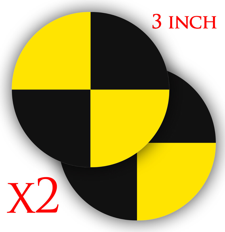 X2 3 inch CRASH TEST DUMMY warning circles, 3M and laminated high gloss decal