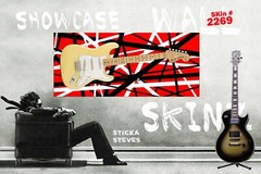 Guitar Skin Axe Wrap Hard Rock Metal Guitar God Red Black White Stripes V3