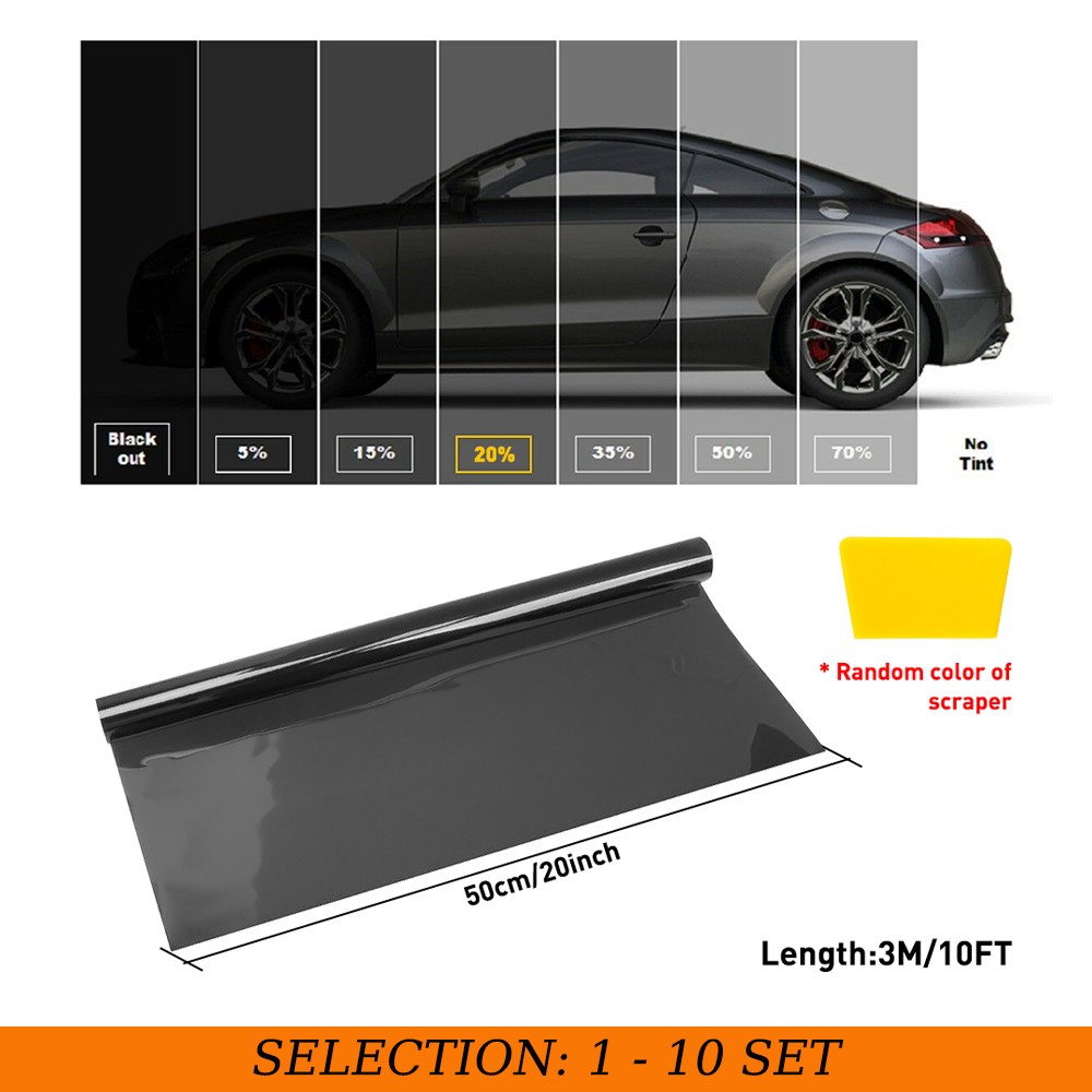 1-10X 20% VLT Window Tint Film 20″x10ft Roll Auto Home Glass Heat Reject Privacy