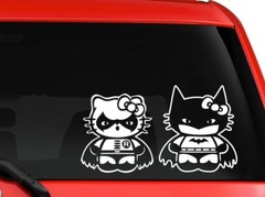 Hello Kitty Batman And Robin car truck SUV window decal sticker 8″ white