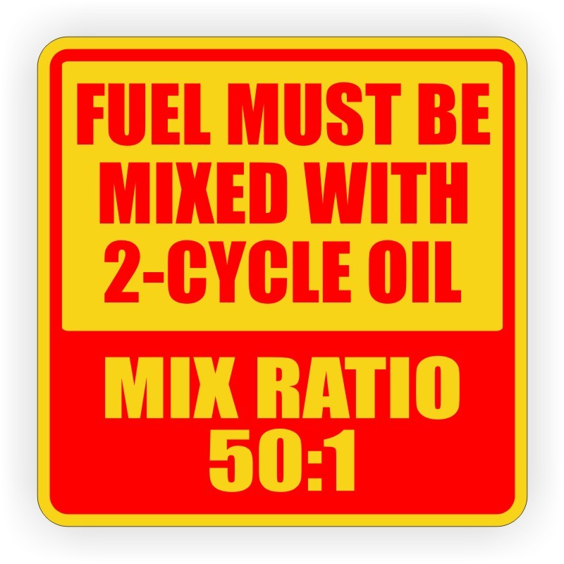 10-pack – 50:1 Mix Ratio Vinyl Stickers Decals | 2-Cycle Oil Fuel Mixed Gas Oil