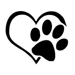 Choose Color DOG CAT PAW Heart Sticker 4-3/8″ x 3-7/8″ (#160)