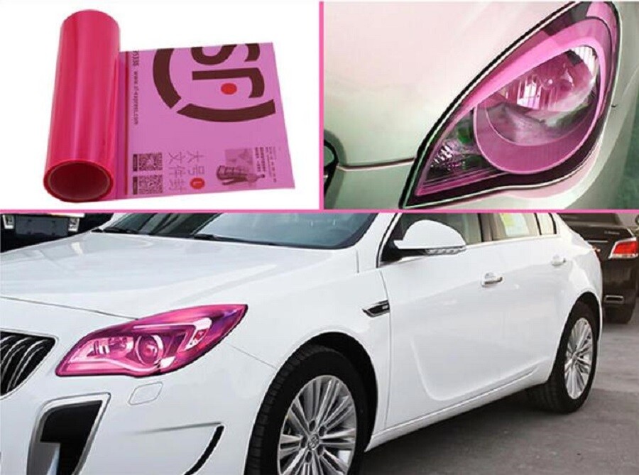 Pink Car SUV Headlight Taillight Vinyl Wrap Glossy Tint Flexible Film Sticker AX