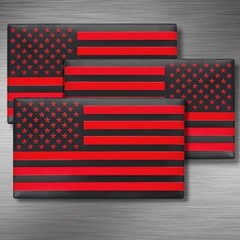 Embossed 3D Metal All Black and Red American Flag Emblem Decal Stickers Set of 3