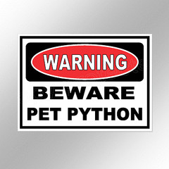 Warning sticker beware pet python Australian snake vinyl stickers 122 x 89 mm