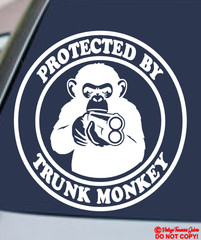 PROTECTED BY TRUNK MONKEY VINYL DECAL CAR REAR BACK WINDOW BUMPER STICKER JDM