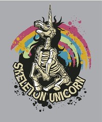 4” Unicorn Sticker Tough Skull Skeleton Mean Rainbow Colorful Metal Punk Biker