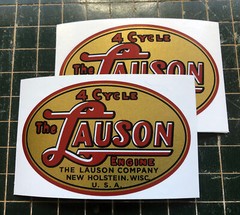 Lauson Engine #2 Tecumseh early style decal TLC RSC Oval metallic gold 3″ set 2