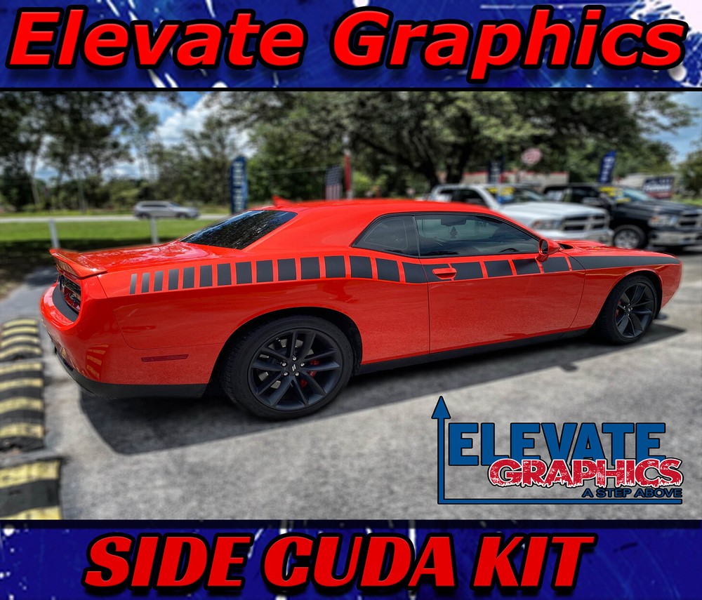 For Dodge Challenger Side Cuda Stripes 3M Graphics Vinyl Decals Years 2011-2023