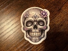 Motorcycle Sticker for Helmets or toolbox #5,925 Halloween Skull Scary Spooky