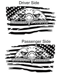 Eagle USA Flag Hood Door Vinyl Decal Racing Stripes (Fits Jeep Cars Trucks)