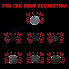 Red 3D Cute Crab Style Sticker for Car Logo Decoration Exterior Waterproof 1PC