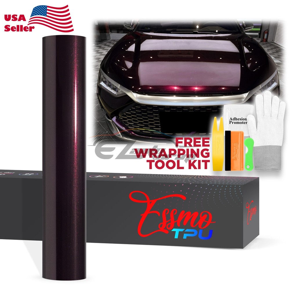 Gloss Metallic Wine Red PPF TPU Paint Protection Film Dry Wet Apply Vinyl Wrap