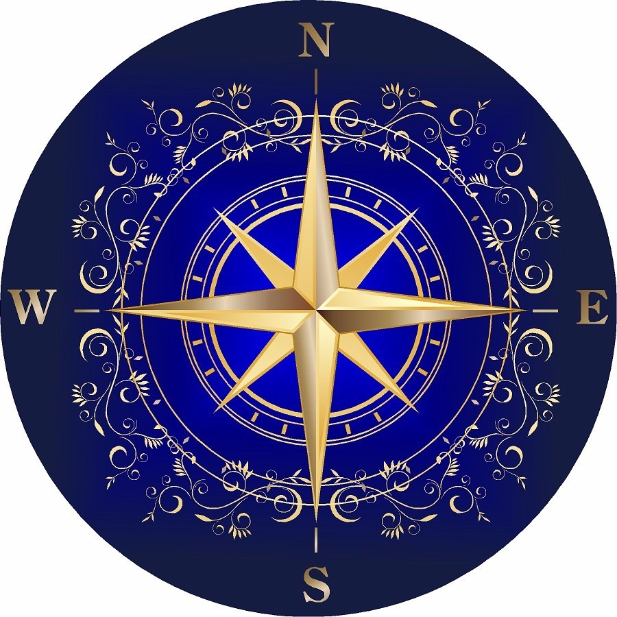 Blue Rose compass decal Camper RV motor home mural graphic