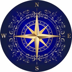 Blue Rose compass decal Camper RV motor home mural graphic