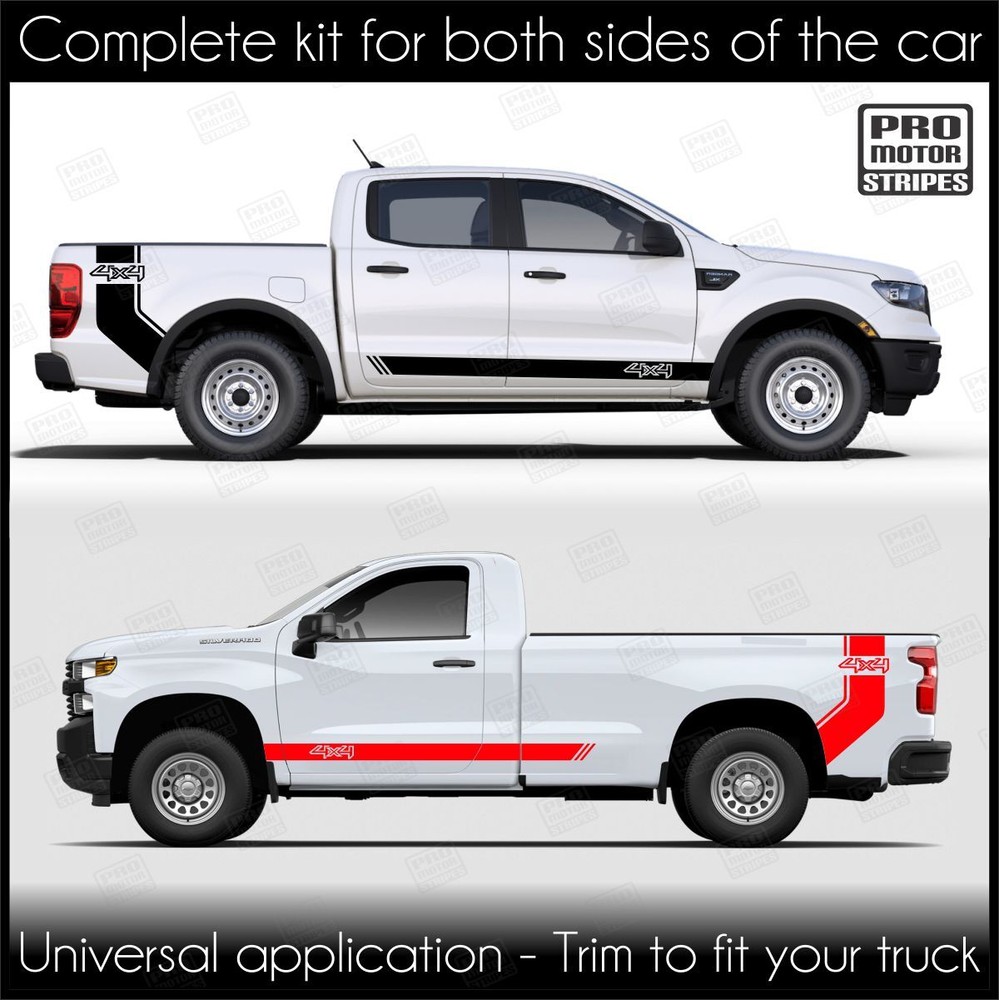 Bed Box Side Rocker Stripes Decal For Chevrolet Silverado Colorado S10 WT LT EV