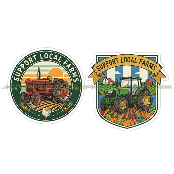 Support Local Farms Vinyl Decal Sticker Farming Agriculture Food 2 Pack A