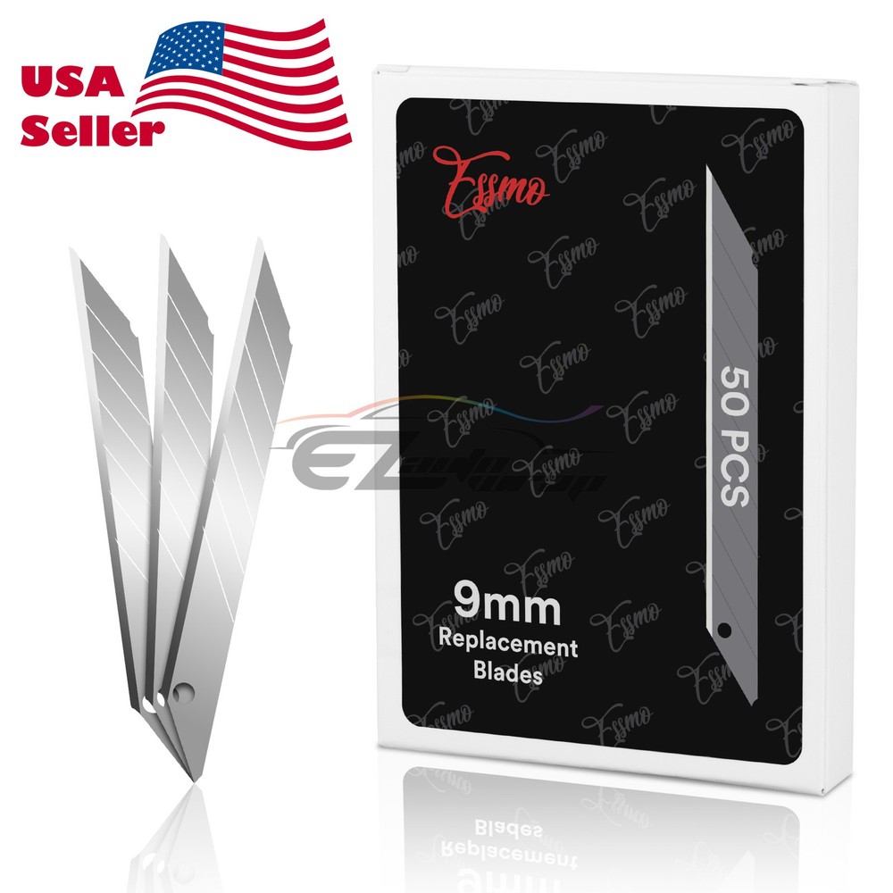 ESSMO 50pcs 30° Utility Knifes Blades Stainless Steel Vinyl Wrap Graphics Tools