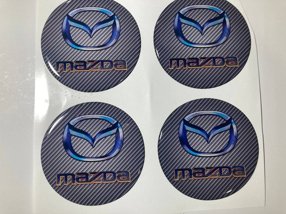 4 x Mazda silicone emblem sticker for hubcaps hub cap epoxy resin logo